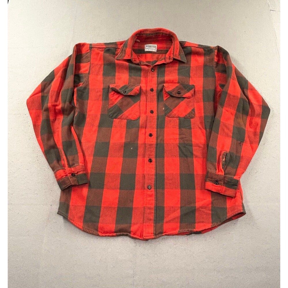 Vintage Five Brother USA Mens Buffalo Flannel Long Sleeve